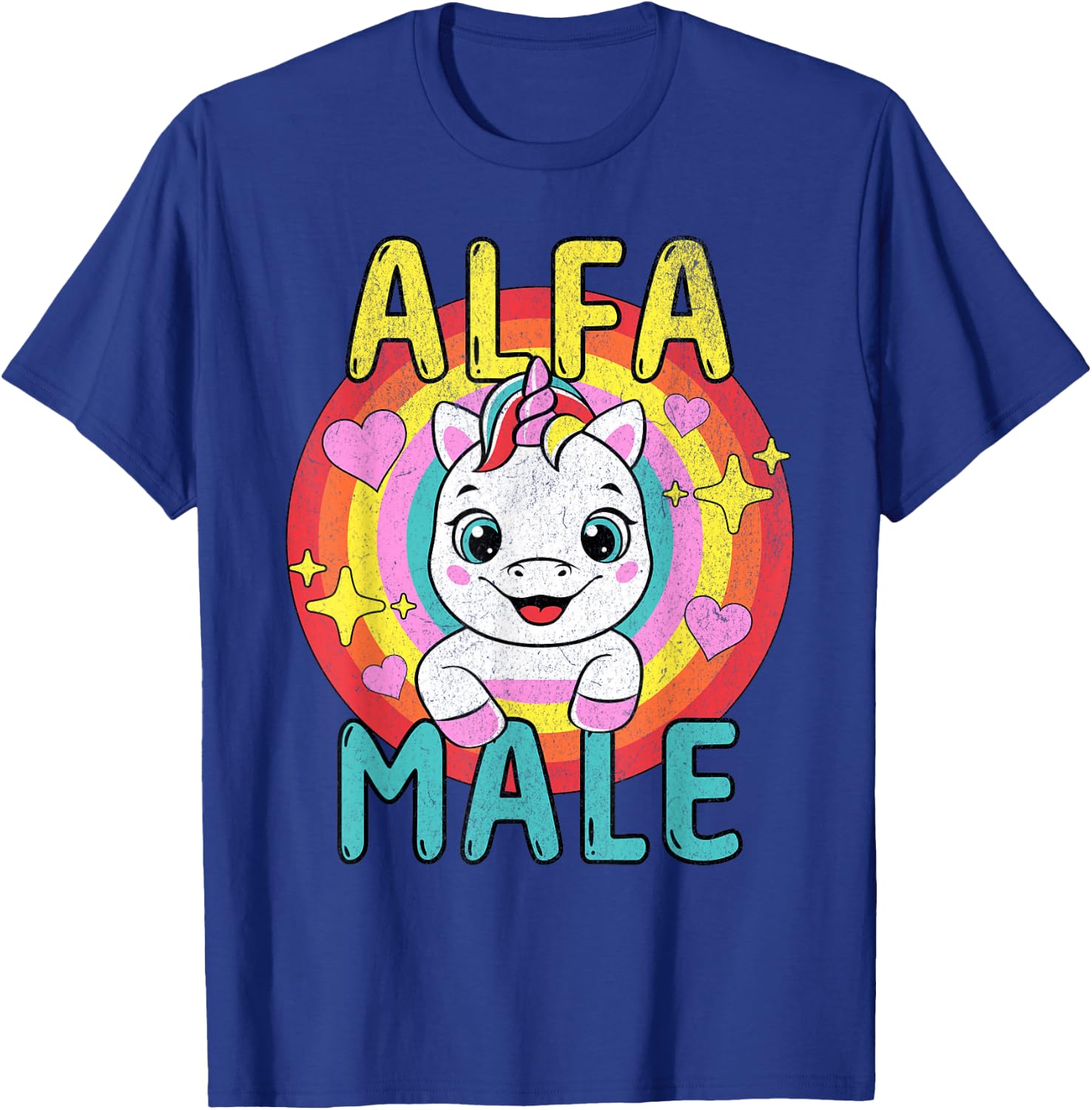 Unicorn Alpha Male Sarcastic Humor Rainbow Embarrassing T-Shirt - T-Shirt | Royal