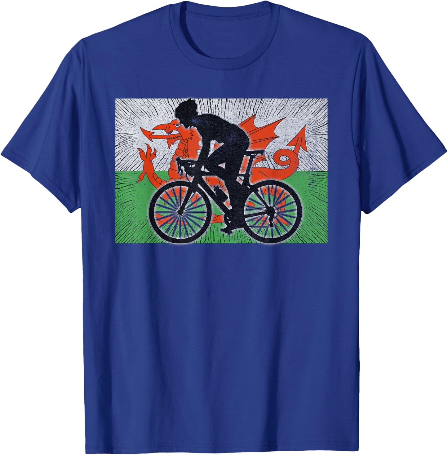 Wales Flag Bicycle Cycling T-Shirt - T-Shirt | Royal