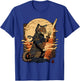 Retro Japanese Warrior Katana Ninja Cat, Samurai Kitten T-Shirt - T-Shirt | Royal
