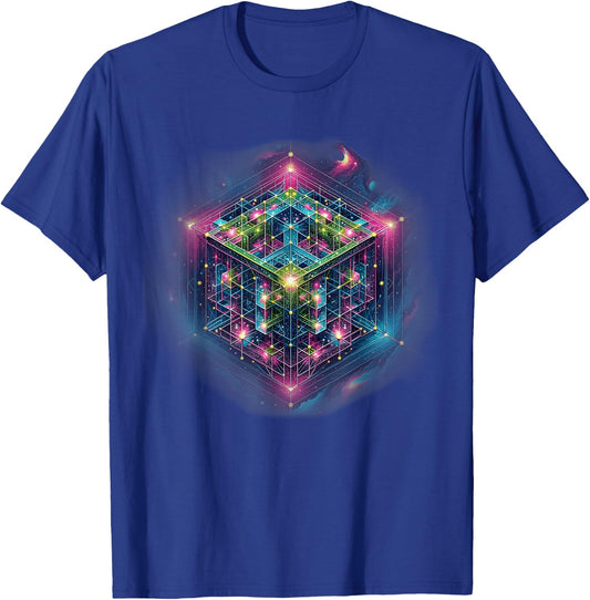 Sacred Geometry Flower of Life Metatron's Cube T-Shirt - T-Shirt | Royal