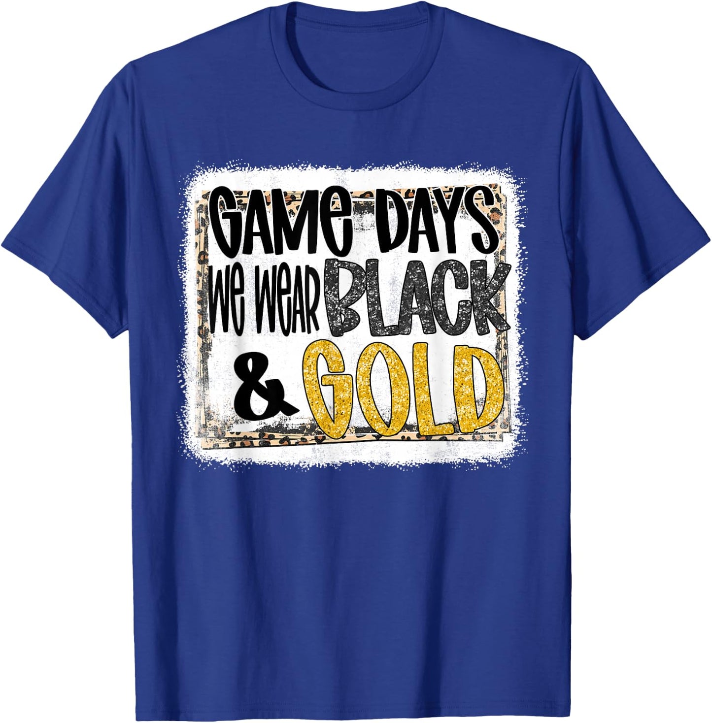 On Gameday Football We Wear Black and Gold School Spirit T-Shirt - T-Shirt | Royal
