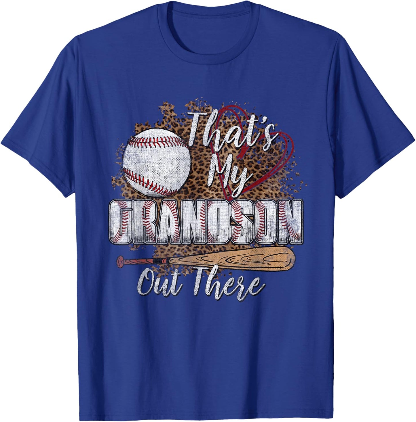 That's My Grandson Out There Leopard Baseball Grandma T-Shirt - T-Shirt | Royal