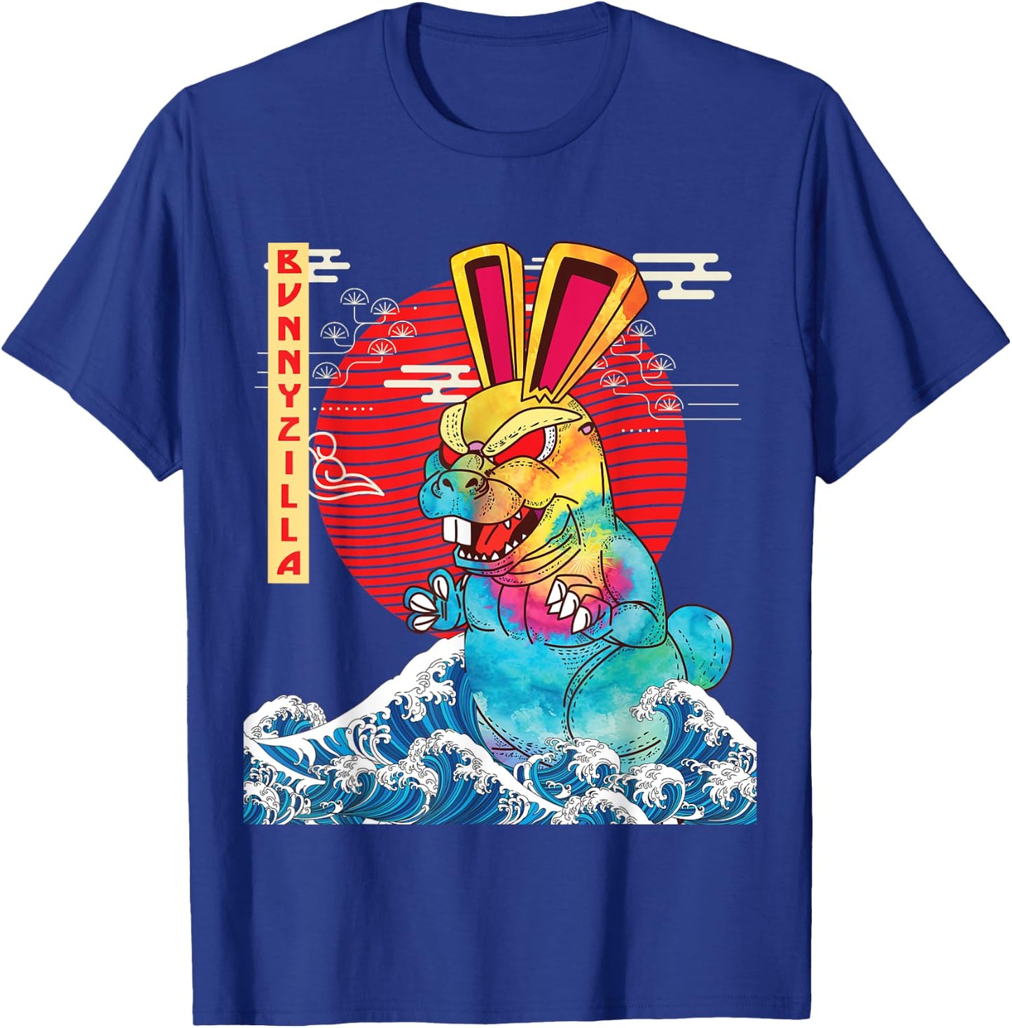 BunnyZilla Vintage Funny Cute Rabbit Art Japanese Sunset T-Shirt - T-Shirt | Royal