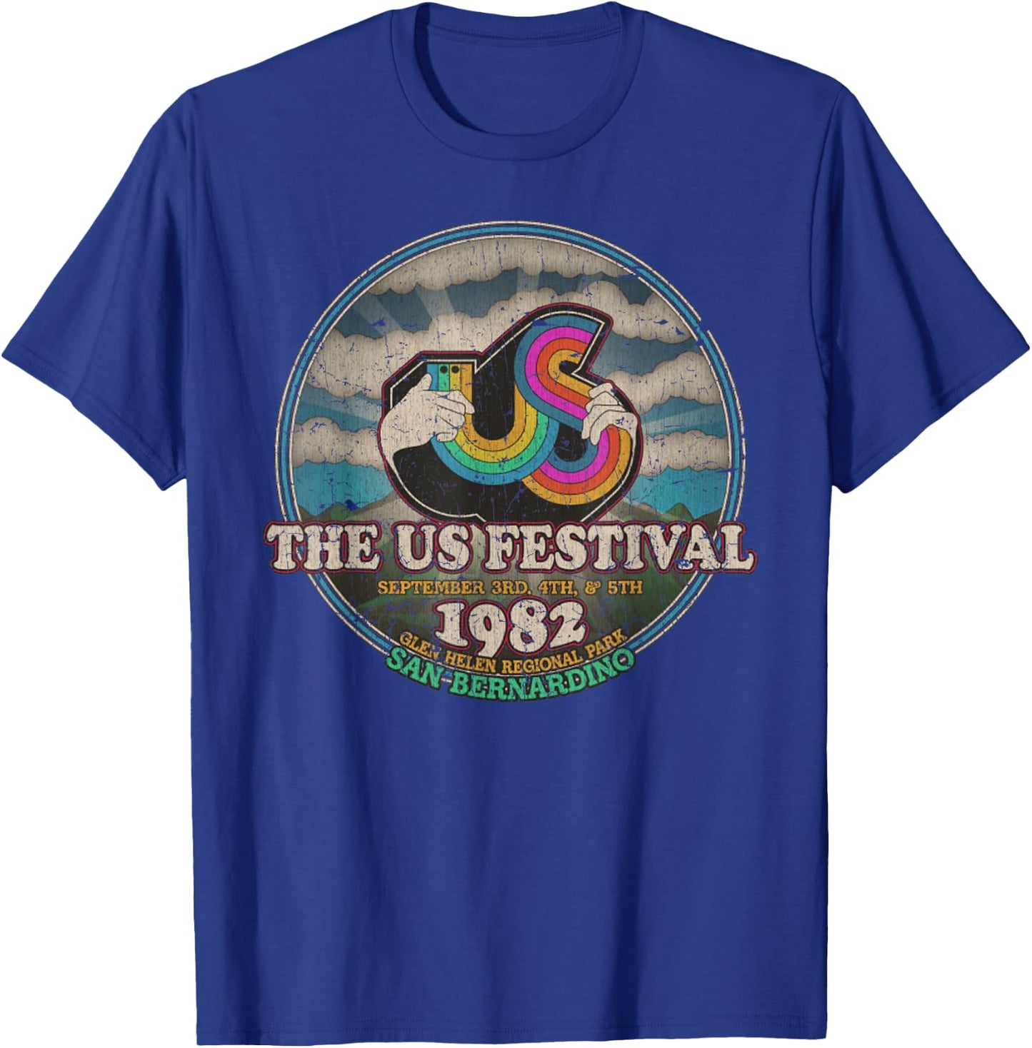 US Festival 1982 Rainbow Music Festival Vintage T-Shirt - T-Shirt | Royal