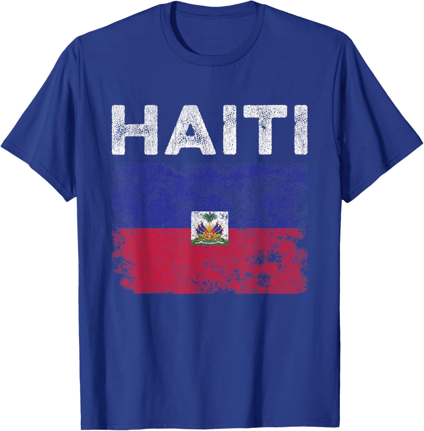 Haiti Flag Distressed - Men Women Kids - Haitian Flag T-Shirt - T-Shirt | Royal