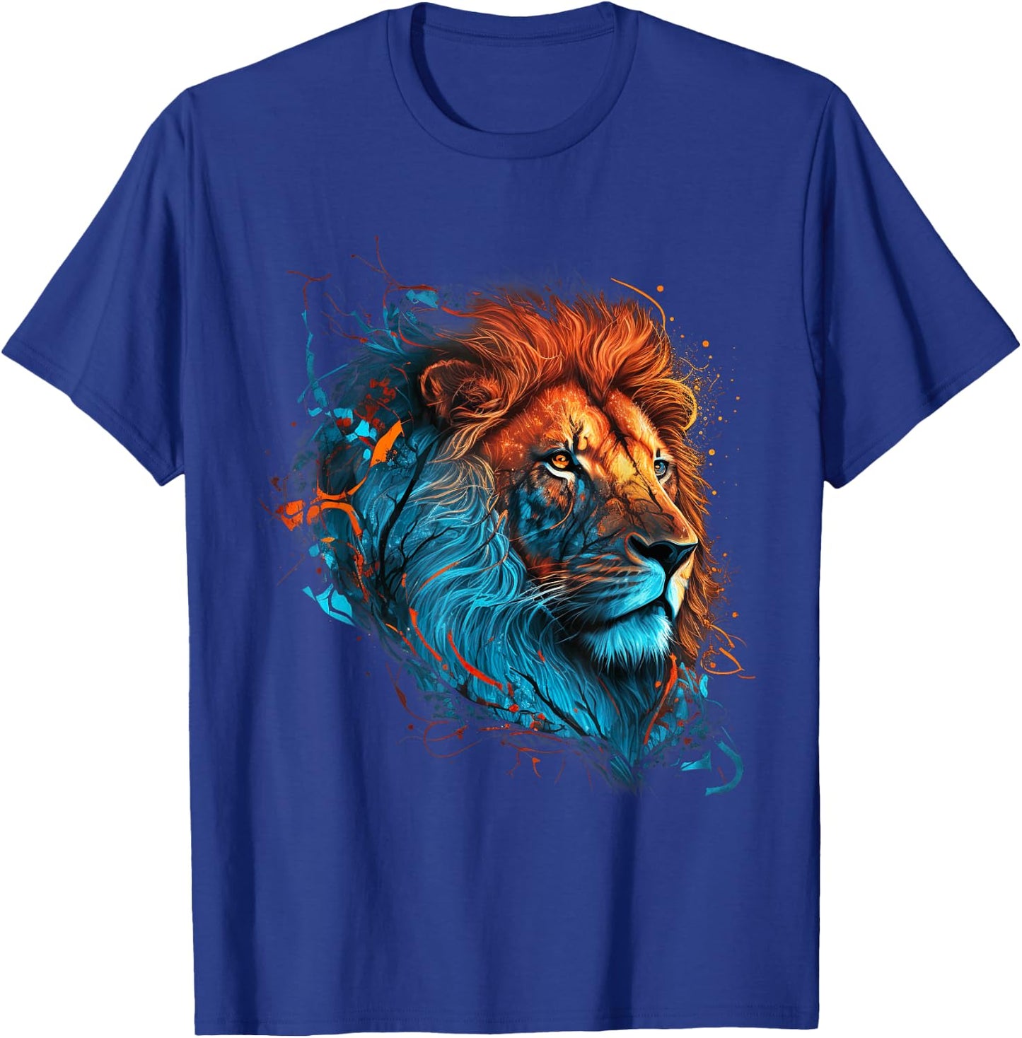 Roaring Colors - Lion Graphic Design with a Vibrant Twist Small T-Shirt - T-Shirt | Royal