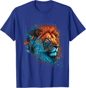 Roaring Colors - Lion Graphic Design with a Vibrant Twist Small T-Shirt - T-Shirt | Royal