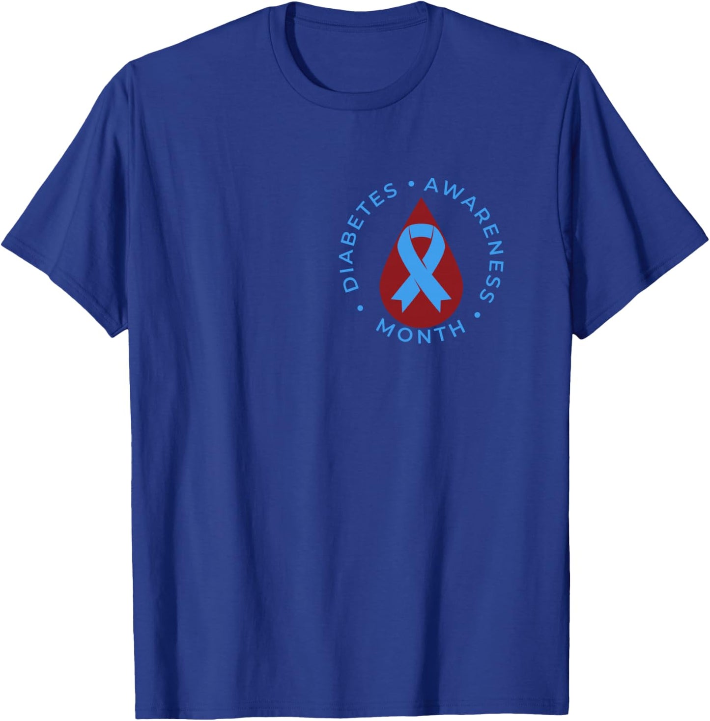 Diabetes Awareness Month Diabetic Blue Love Ribbon T1D T2D T-Shirt - T-Shirt | Royal