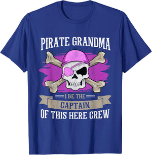 Pirate Grandma Caribbean Captain Grandmother Pirate , Black T-Shirt - T-Shirt | Royal