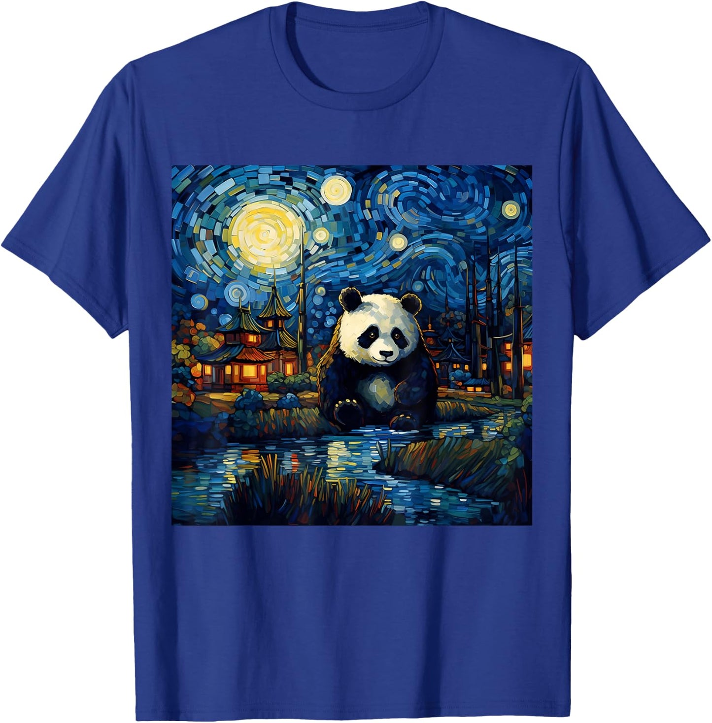Surreal Starry Night Aesthetic Panda T-Shirt - T-Shirt | Royal