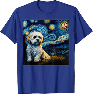 Surrealism Starry Night Shichon dog T-Shirt - T-Shirt | Royal