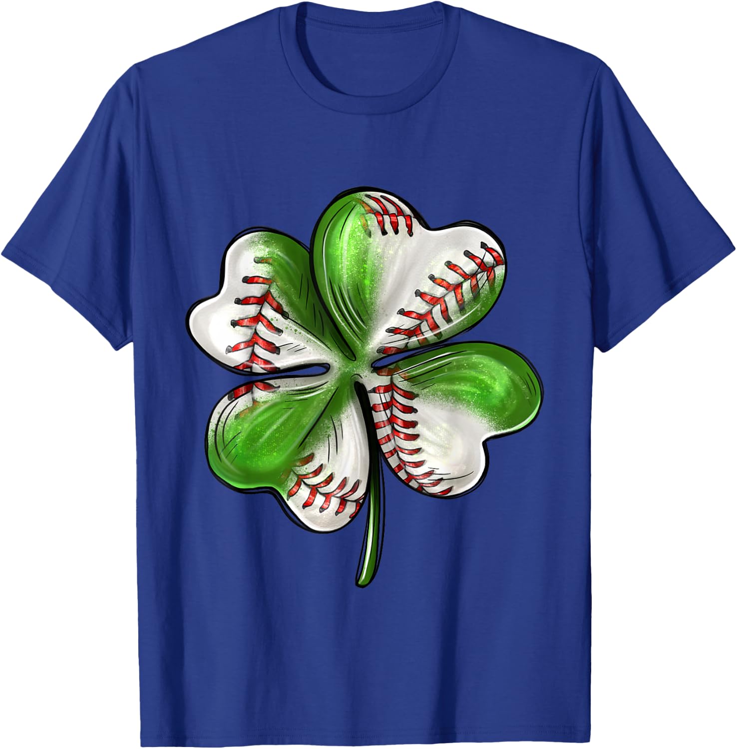 Baseball Shamrock St Patrick's Day Clover With Baseball Love T-Shirt - T-Shirt | Royal