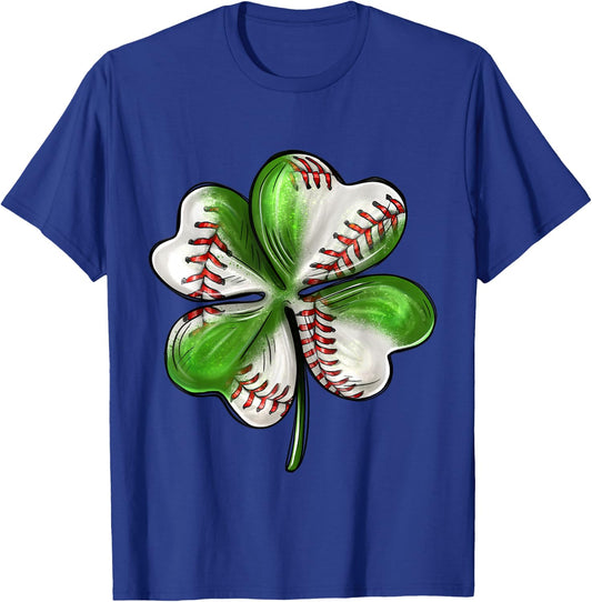 Baseball Shamrock St Patrick's Day Clover With Baseball Love T-Shirt - T-Shirt | Royal