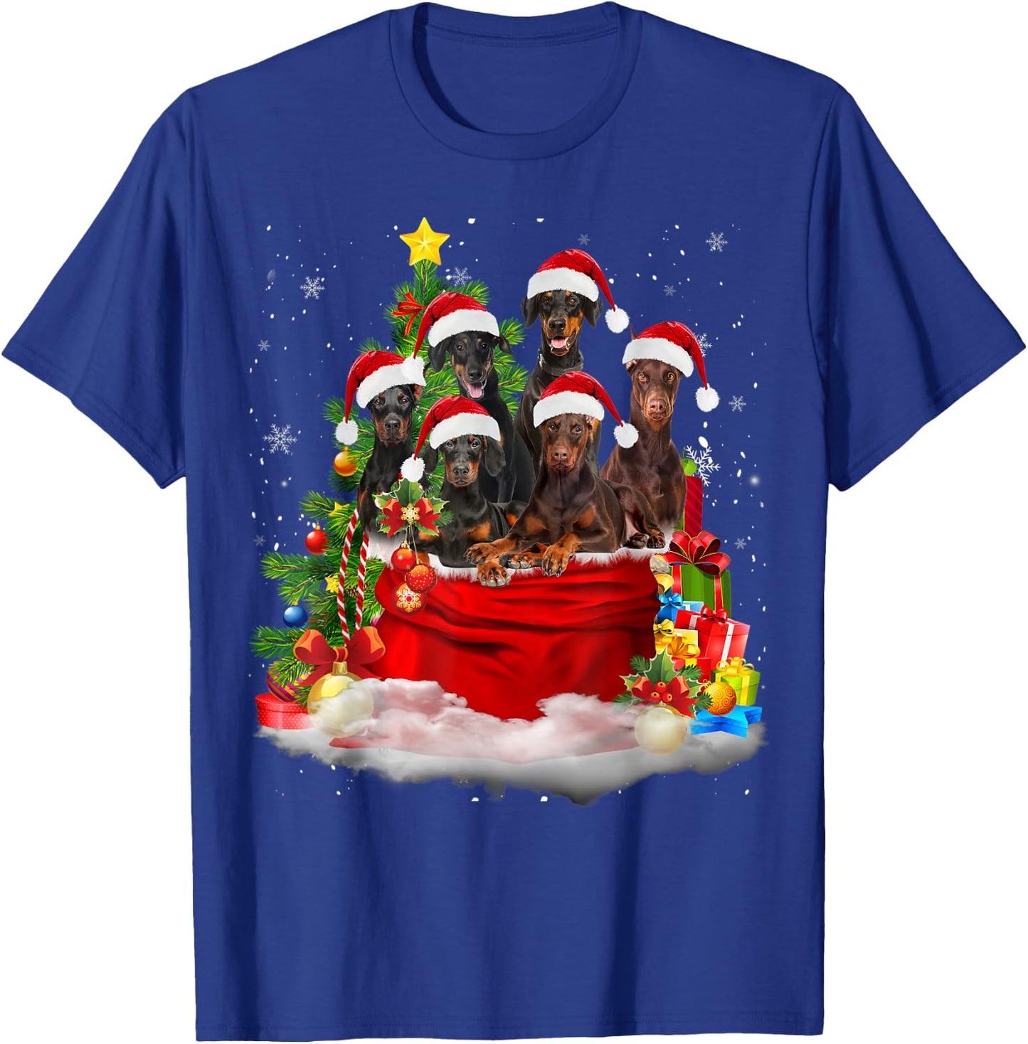 Doberman Pinscher Christmas Santa Claus Bag Christmas Pajama T-Shirt - T-Shirt | Royal
