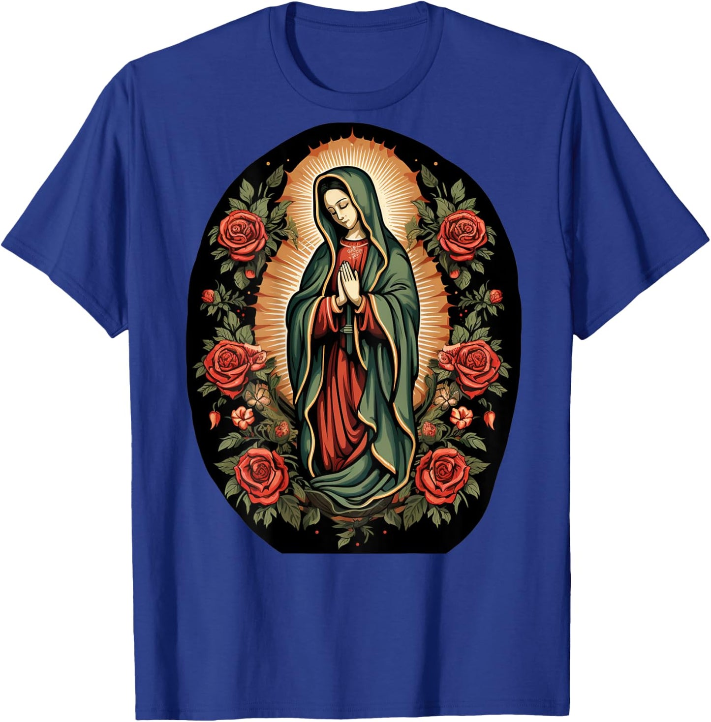 Our Lady De Guadalupe Sant Mary Back Print Christians T-Shirt - T-Shirt | Royal