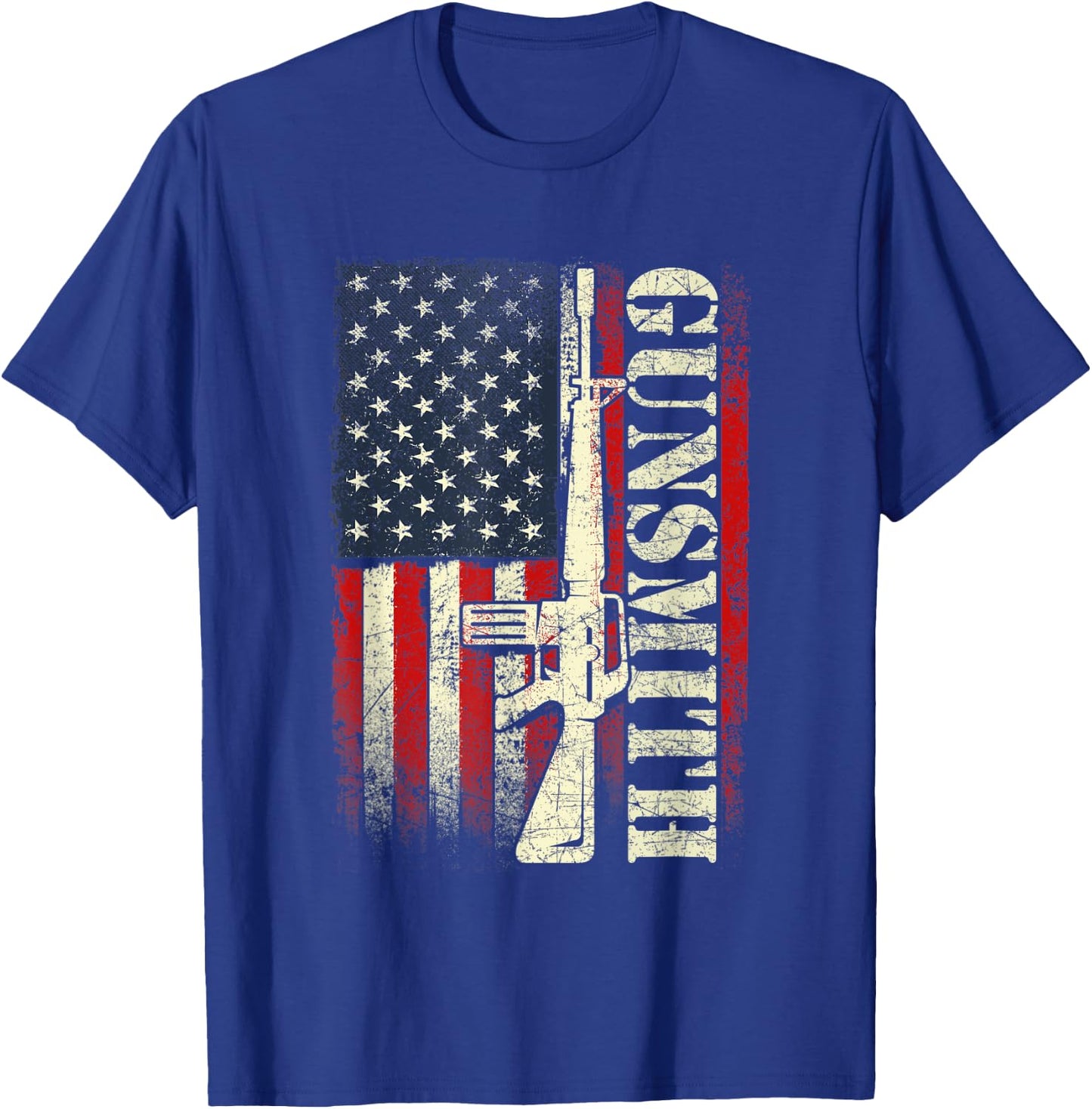 Gunsmith - USA American Flag Gunsmithing Gun Builder Rifle Men T-Shirt - T-Shirt | Royal