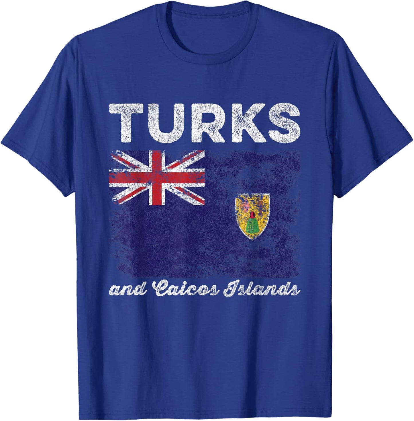 Turks and Caicos Islands Flag Distressed T-Shirt - T-Shirt | Royal