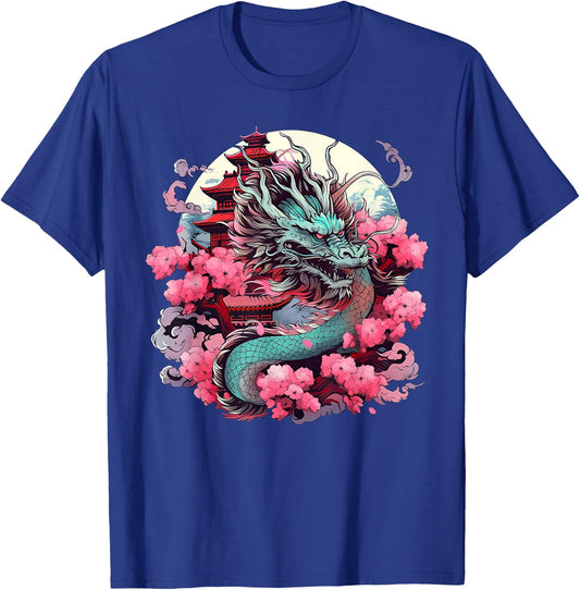 Tokyo Asian inspired vintage style 80s retro Japanese Dragon T-Shirt - T-Shirt | Royal