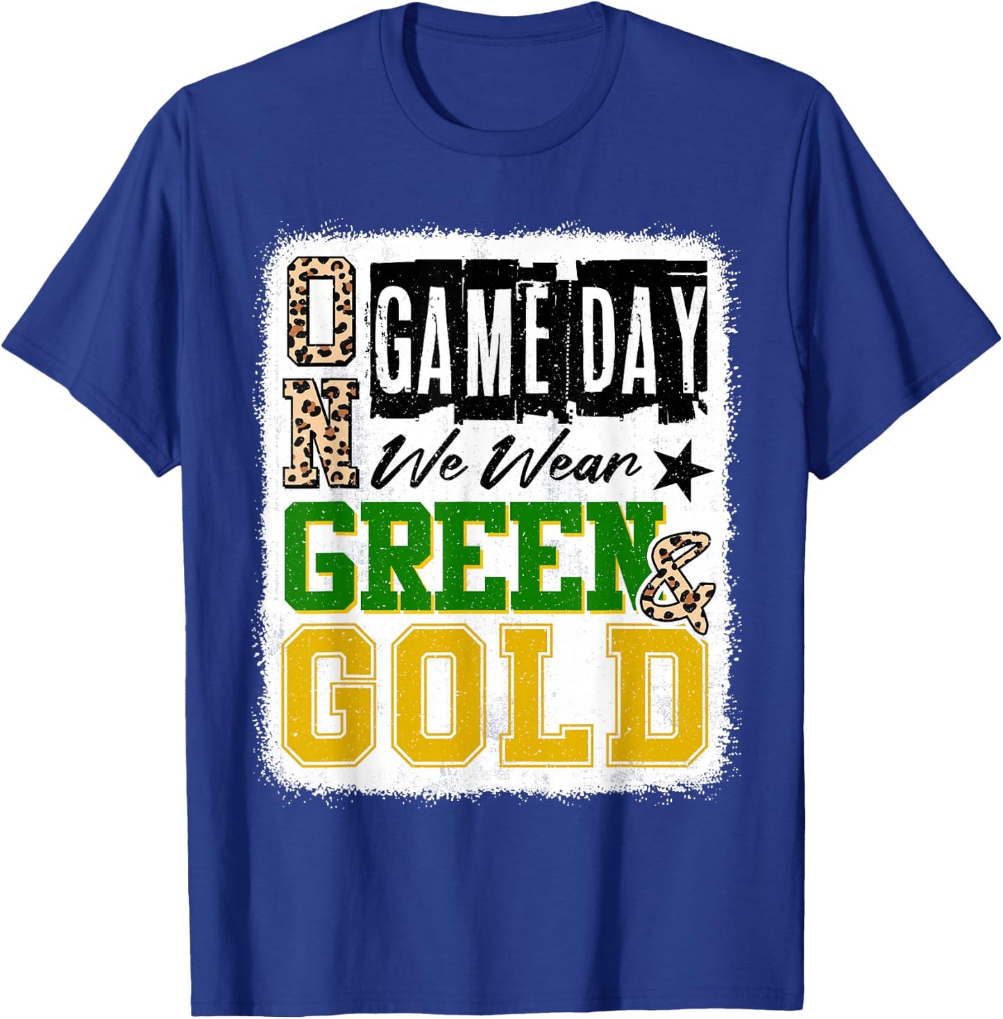 On Gameday Football We Wear Green And Gold School Spirit T-Shirt - T-Shirt | Royal