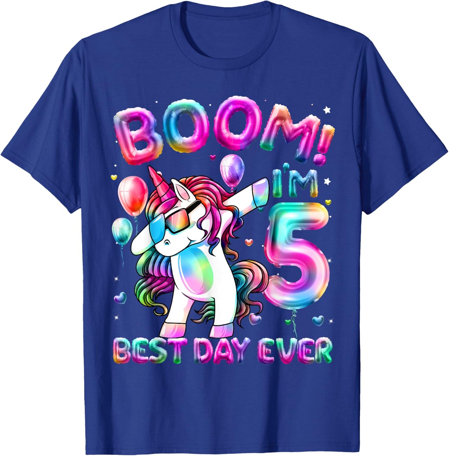 5 Years Old Dabbing Unicorn Gifts 5th Birthday Girl Party T-Shirt - T-Shirt | Royal