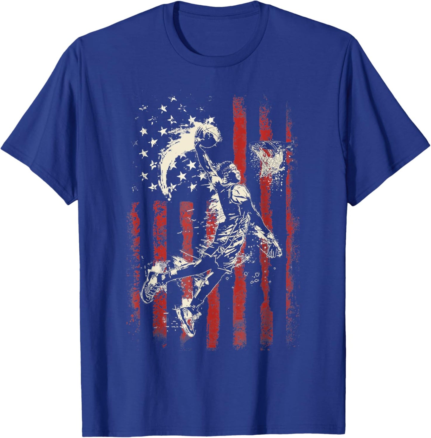 Patriotic Basketball 4th of July Men USA American Flag Boys T-Shirt - T-Shirt | Royal