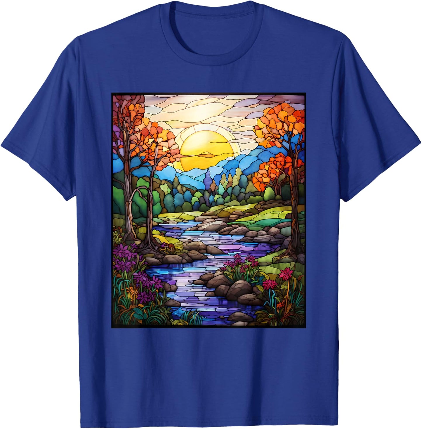 Stained Glass Style Shenandoah Valley T-Shirt - T-Shirt | Royal