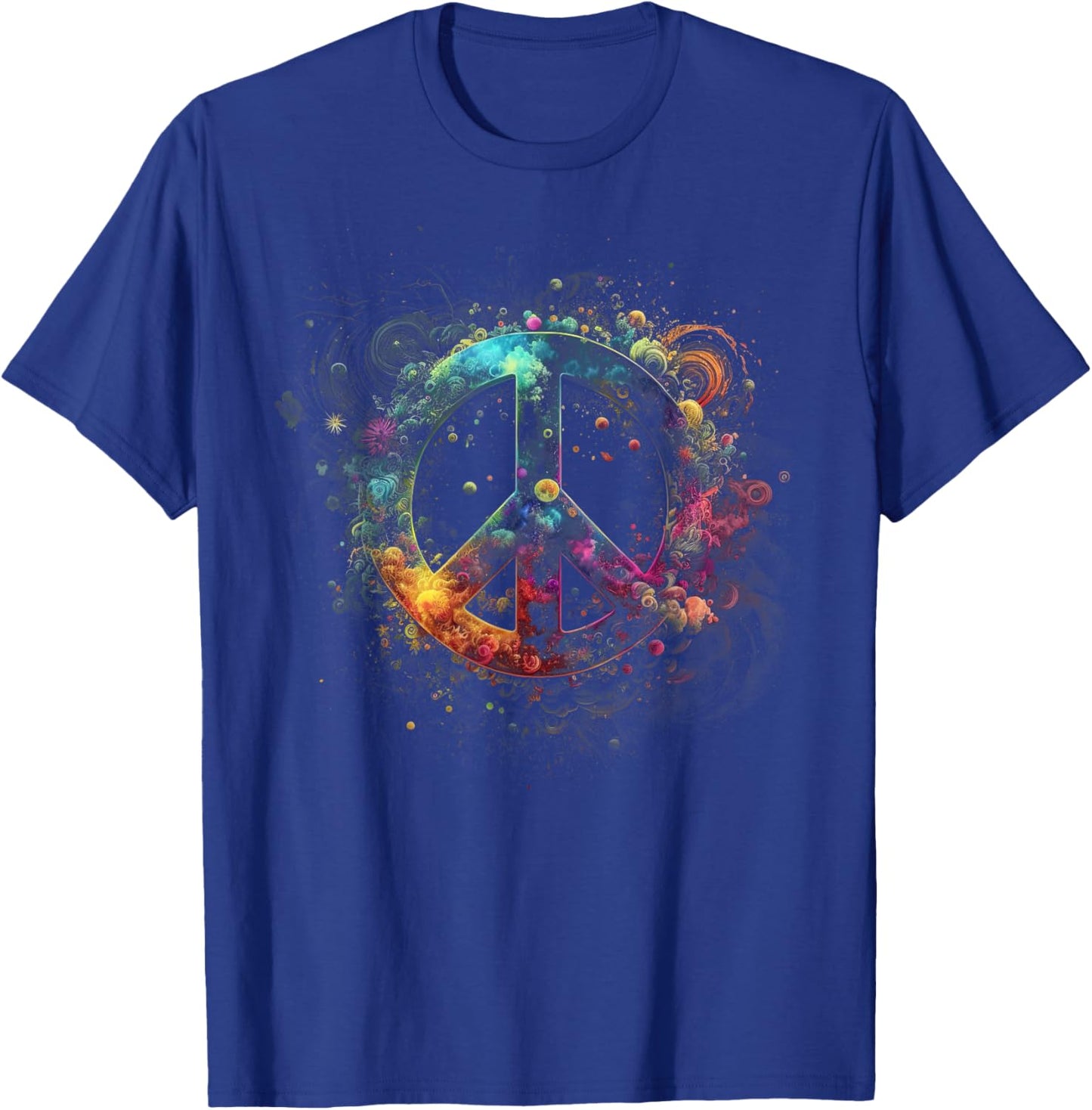 Peace sign of freedom hippie flower child space science T-Shirt - T-Shirt | Royal