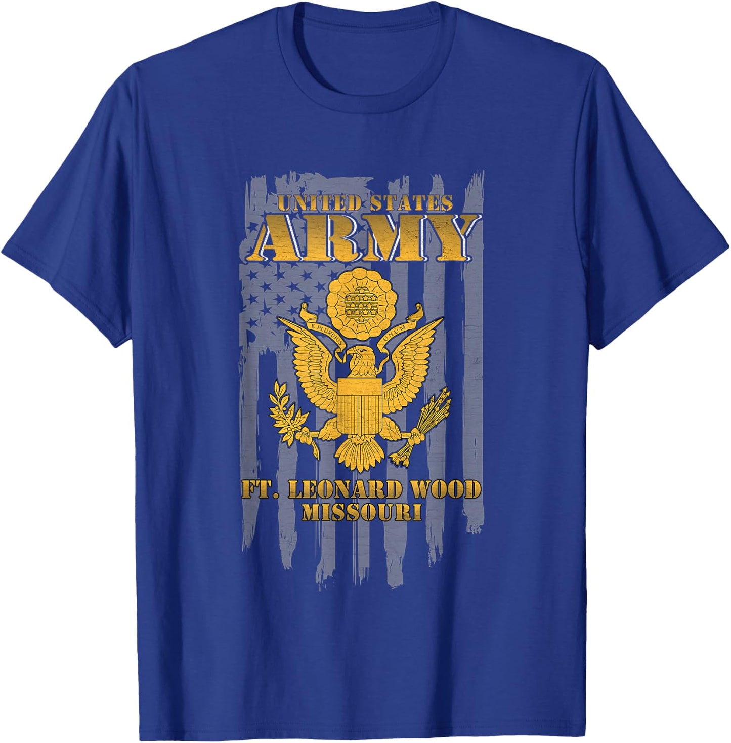 Fort Leonard Wood Missouri MO US Army American Flag Vintage T-Shirt - T-Shirt | Royal