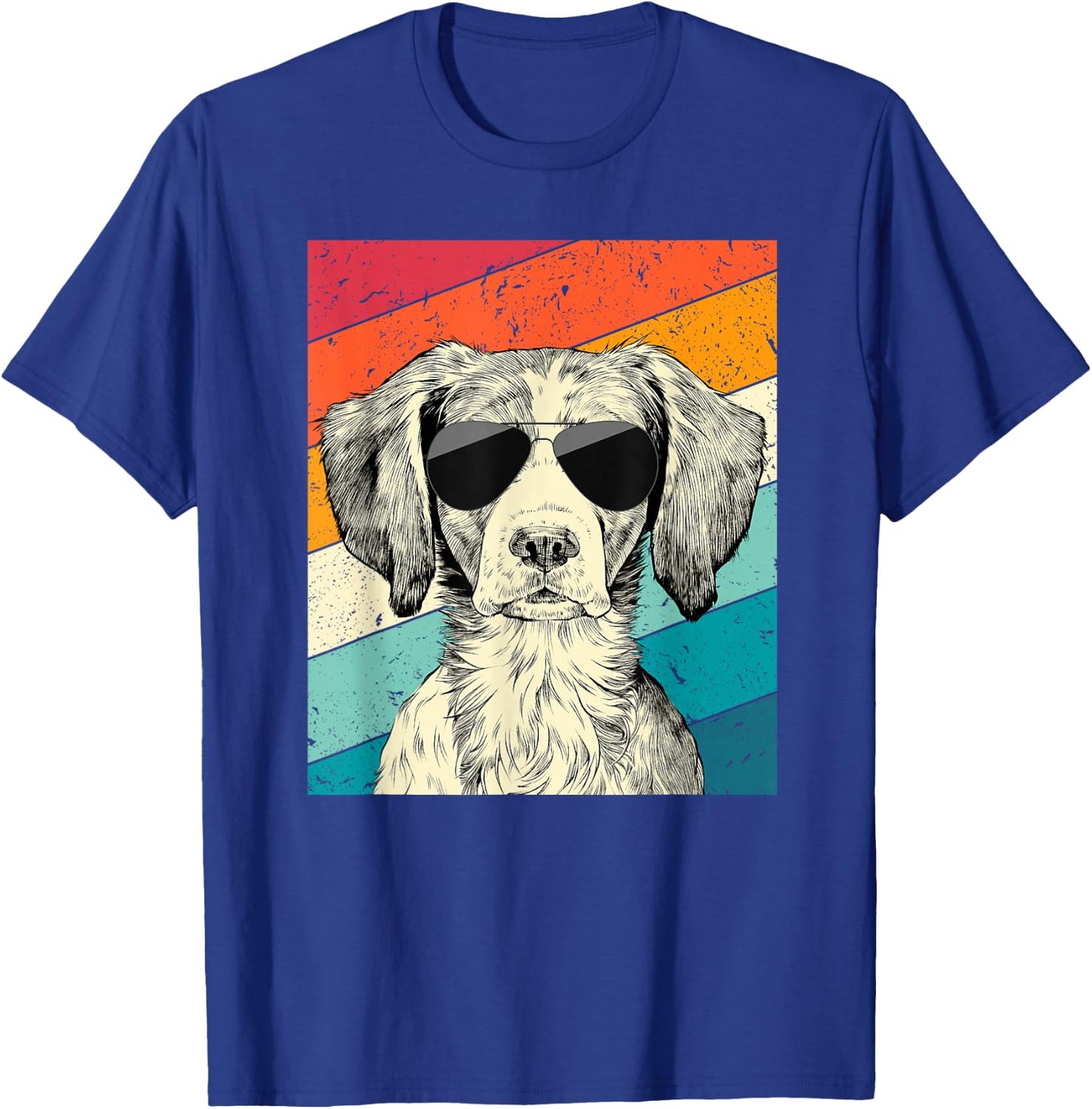 Retro Vintage Brittany Spaniel with Sunglasses Dog Lovers T-Shirt - T-Shirt | Royal