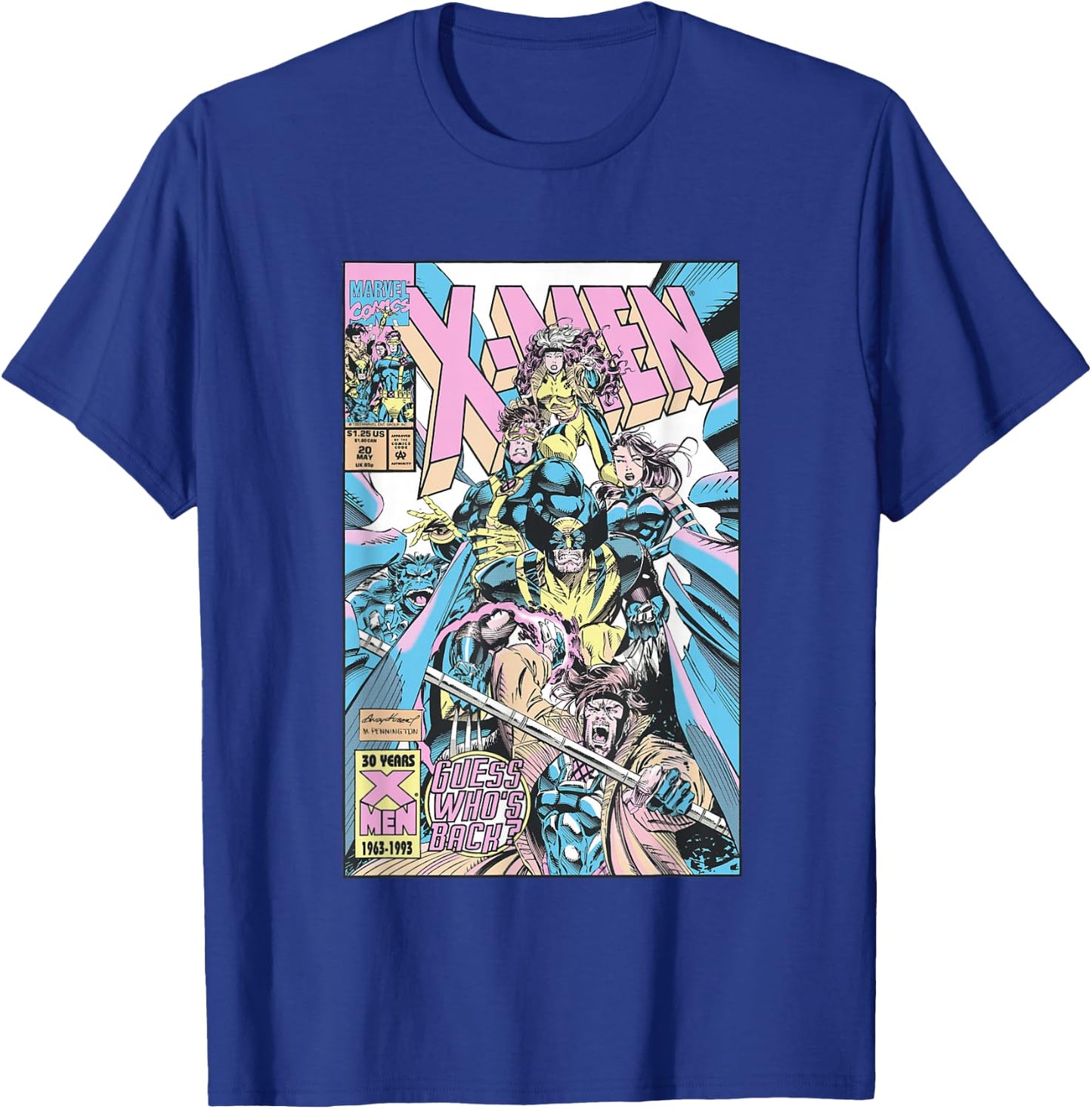 Marvel X-Men Guess Who's Back Vintage Neon Comic Cover T-Shirt - T-Shirt | Royal