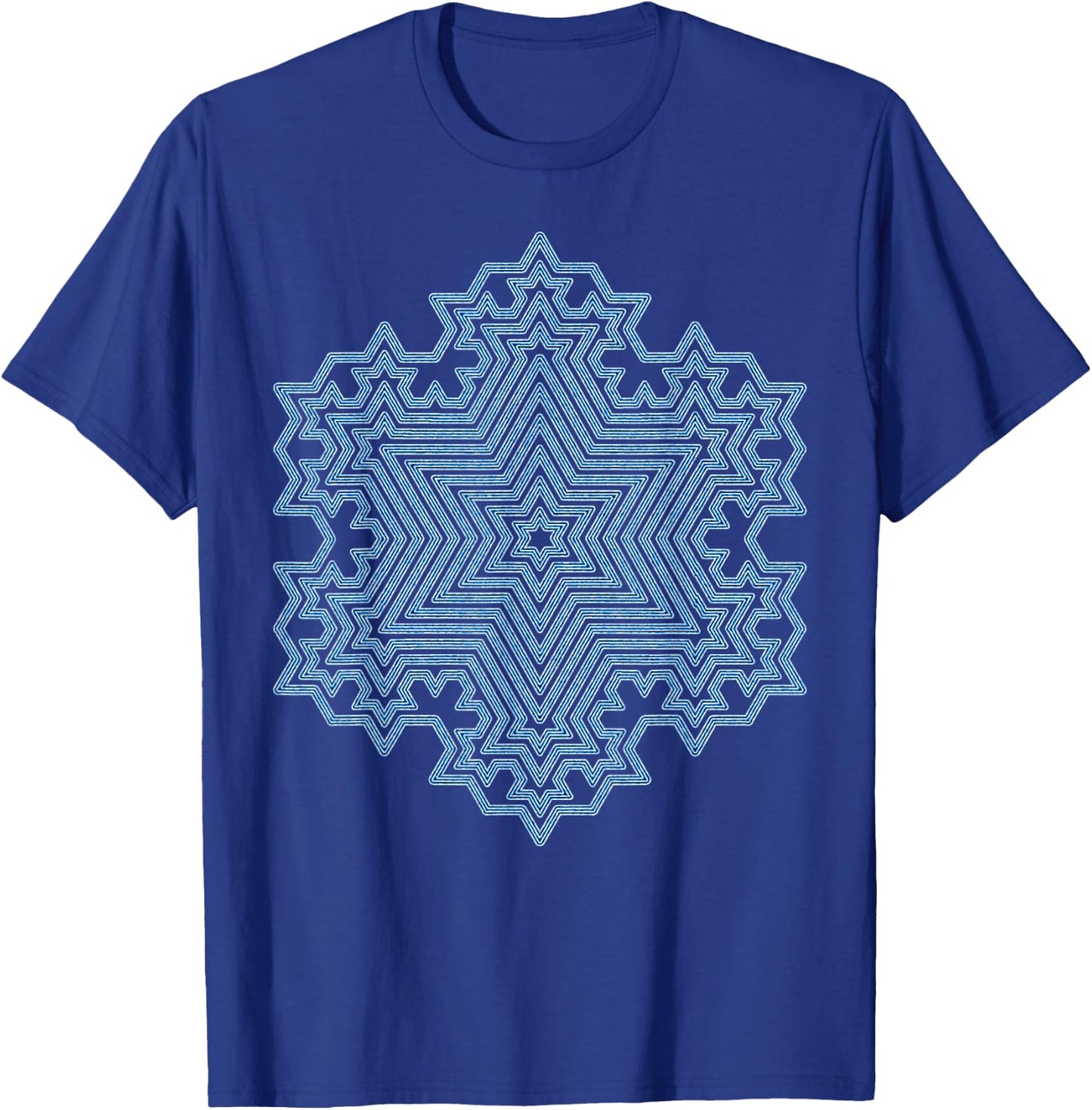Frozen in Beauty, Blue Koch Snowflake Fractal Artwork T-Shirt - T-Shirt | Royal