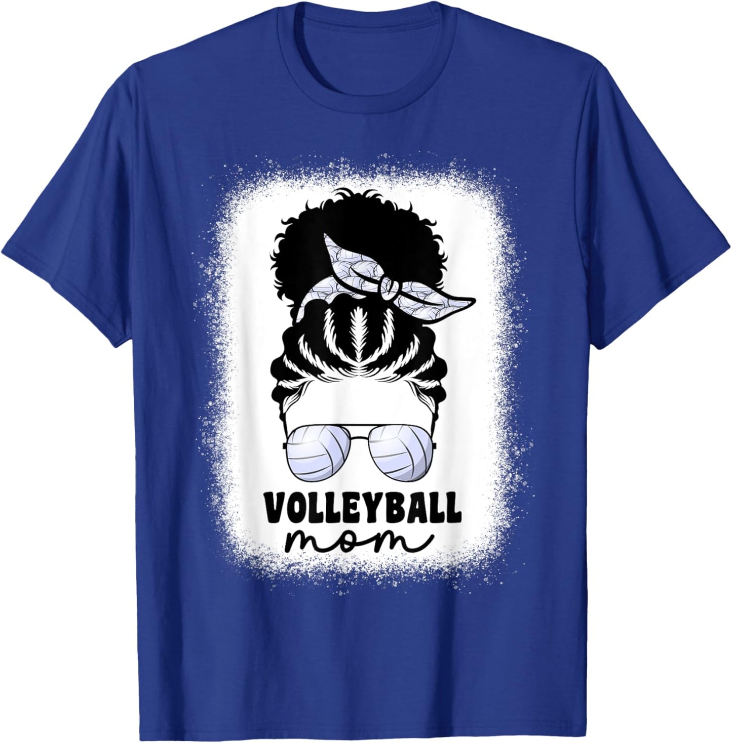 Black Afro Volleyball Mom Messy Bun Volleyball Mom T-Shirt - T-Shirt | Royal