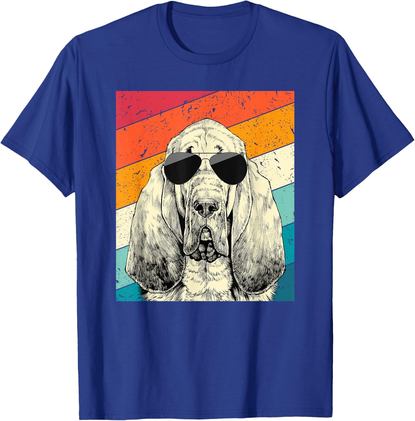 Retro Vintage Bloodhound with Sunglasses Dog Lovers Men Women Girls Kids T-Shirt - T-Shirt | Royal