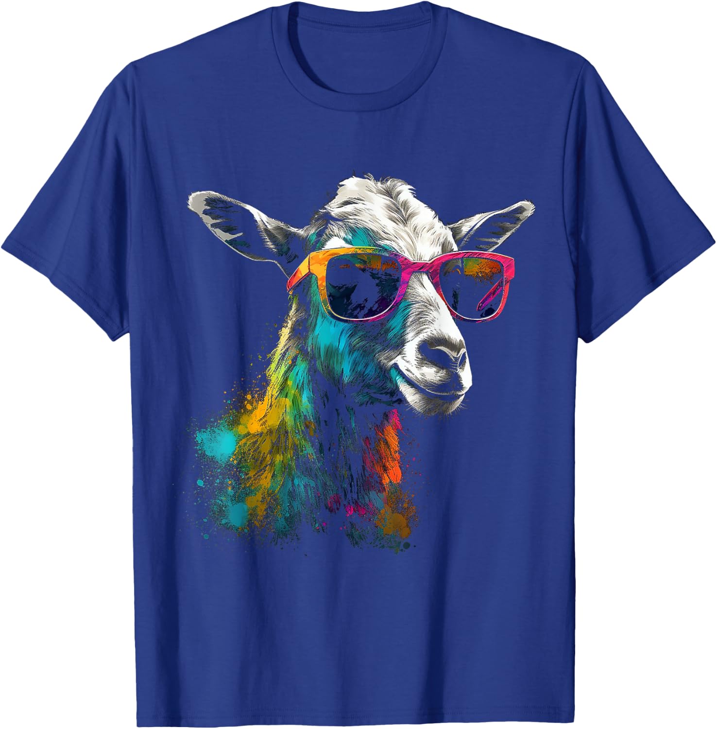 Goat Lover Artwork Sunglasses | Colorful Animal Motif Goat T-Shirt - T-Shirt | Royal