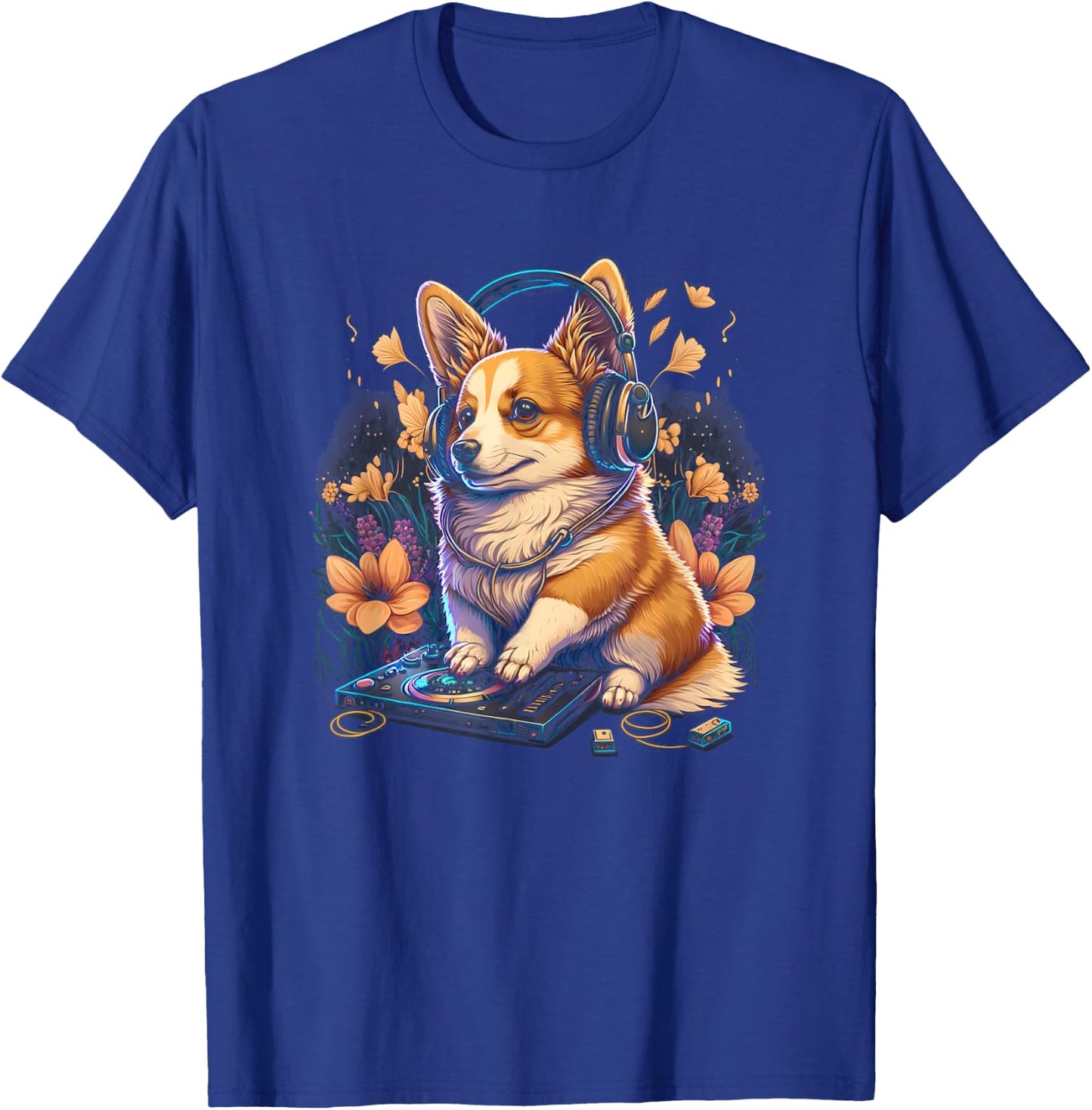 Corgi Headphone DJ EDM Rave T-Shirt - T-Shirt | Royal