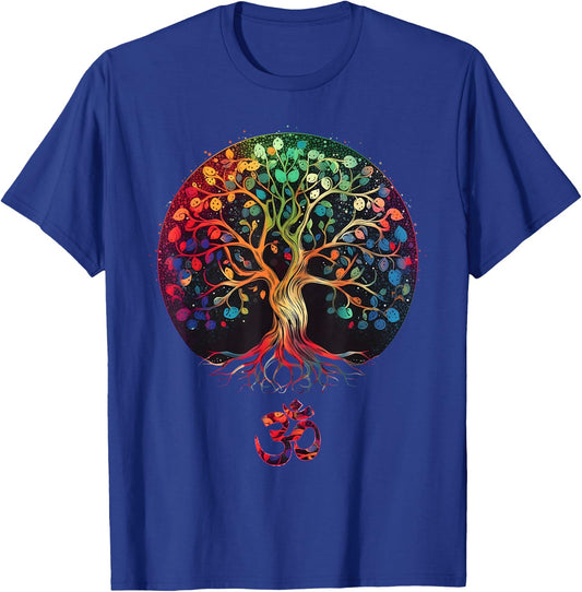 Tree of Life with Om Symbol Yoga T-Shirt - T-Shirt | Royal
