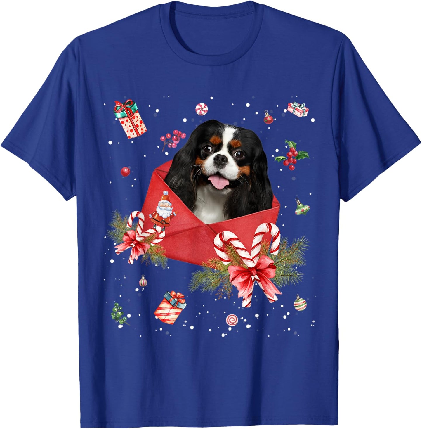 Cavalier King Charles Spaniel In Christmas Card Pajama Xmas T-Shirt - T-Shirt | Royal