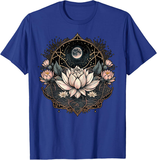 Moon Yoga Meditation Lotus Flower on Celestial Lunar Lotus T-Shirt - T-Shirt | Royal