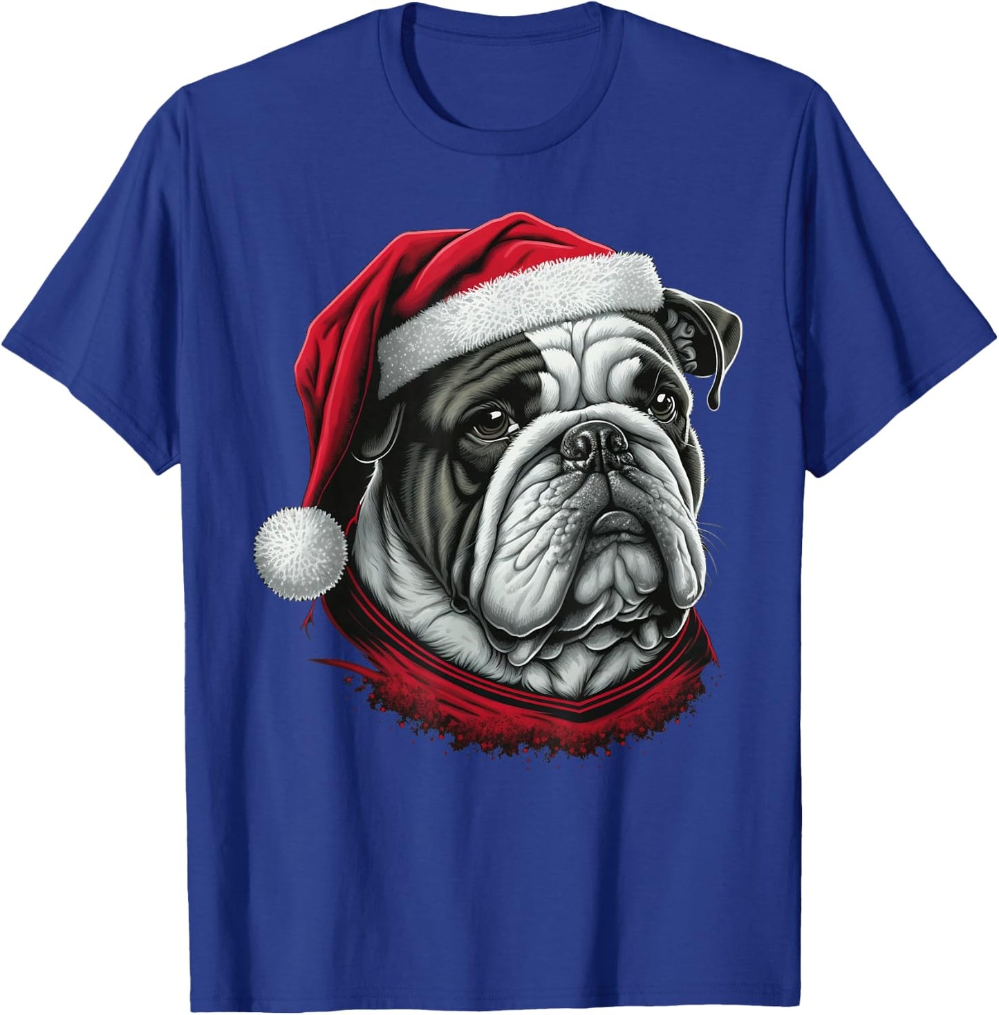 Xmas Bulldog Santa on Christmas Bulldog Men Women Kids T-Shirt - T-Shirt | Royal