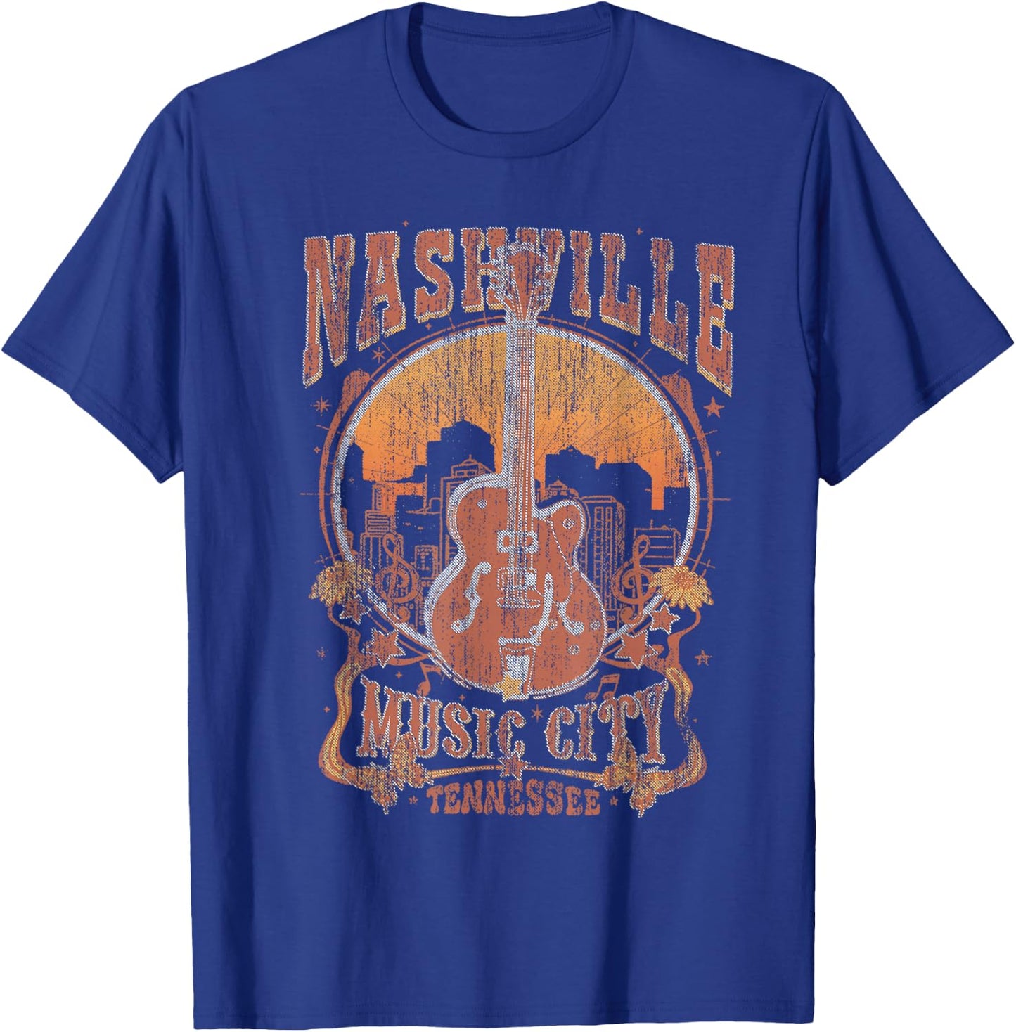 Nashville Tennessee Guitar Country Music City Guitarist T-Shirt - T-Shirt | Royal