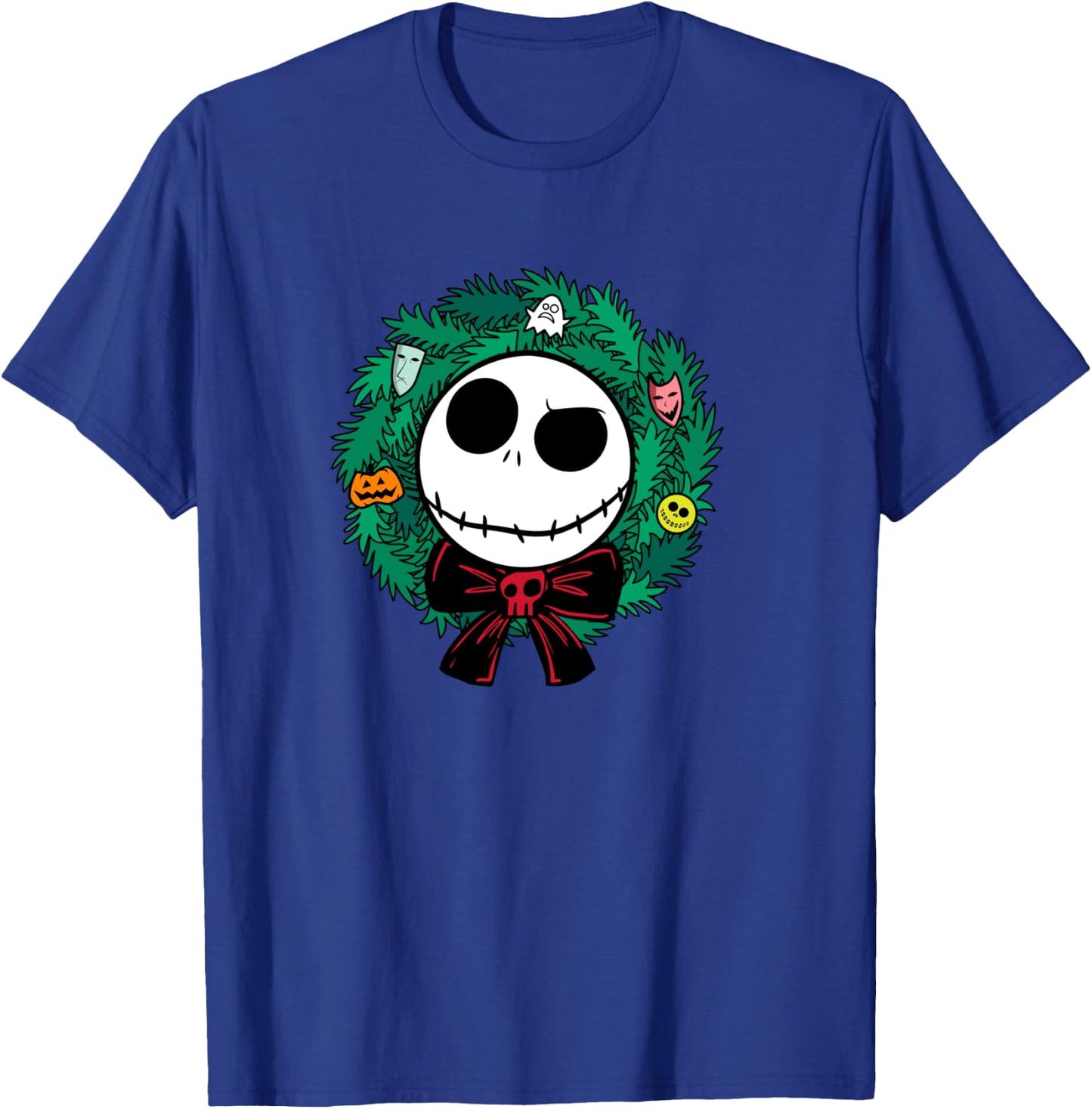 Amazon Essentials Nightmare Before Christmas Jack Festive Holiday Wreath T-Shirt - T-Shirt | Royal