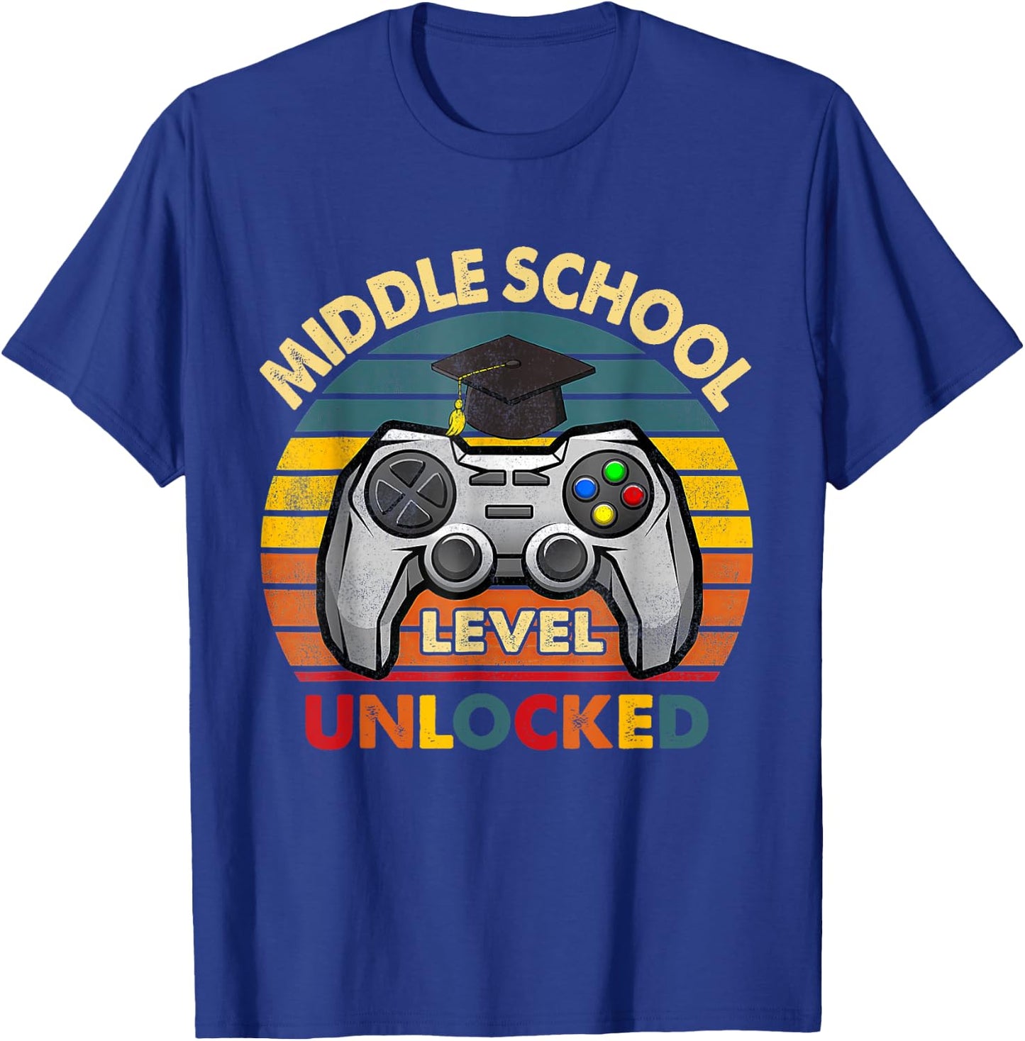 MIDDLE SCHOOL Level UNLOCKED happy First day of MIDDLE T-Shirt - T-Shirt | Royal
