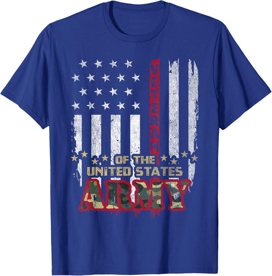 Vintage Patriotic U.S Army Veteran Red Line American Flag Girls Kids Men T-Shirt - T-Shirt | Royal