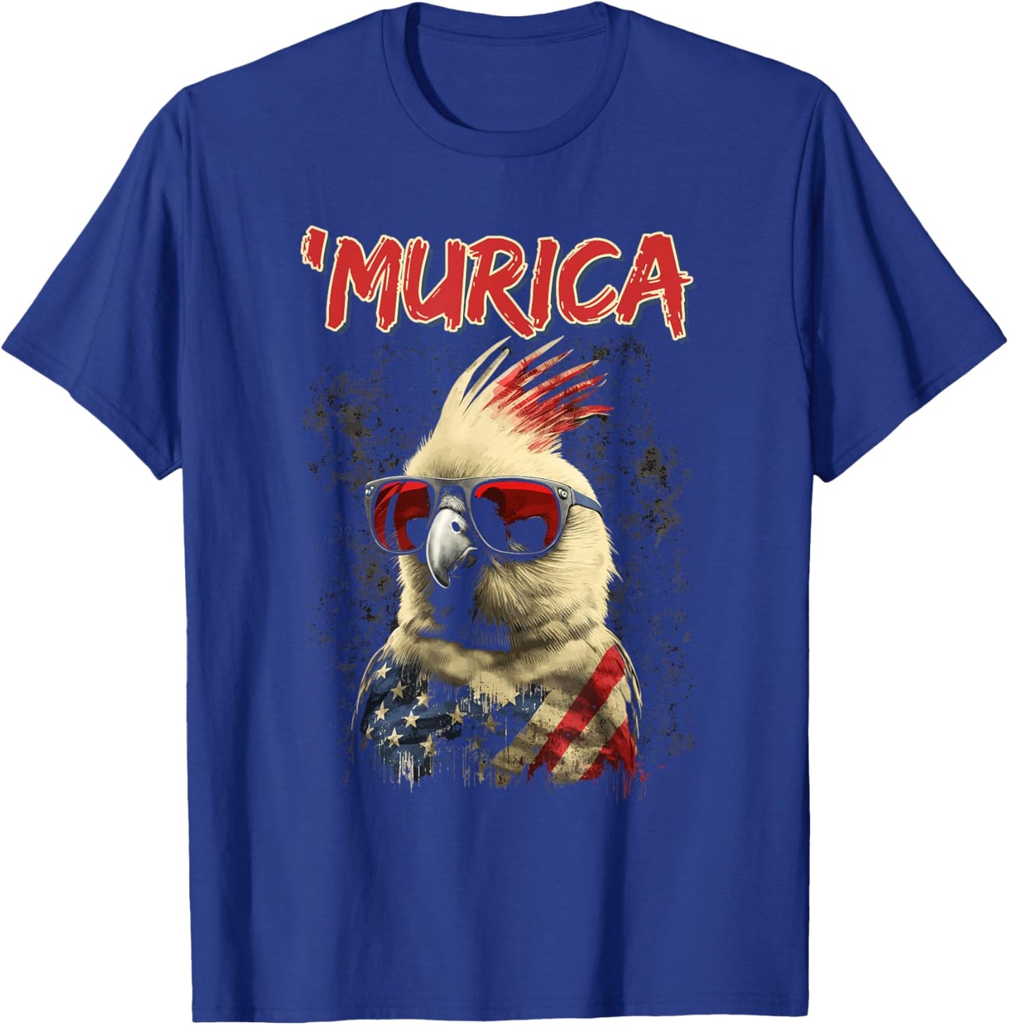Cool Patriotic Cockatiel Bird, Murica 4th of July Cockatiel T-Shirt - T-Shirt | Royal