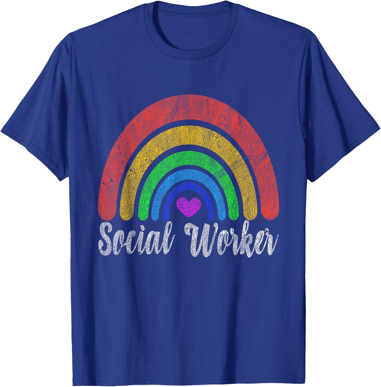 Vintage Retro Social Worker Rainbow Social Work Rainbow T-Shirt - T-Shirt | Royal