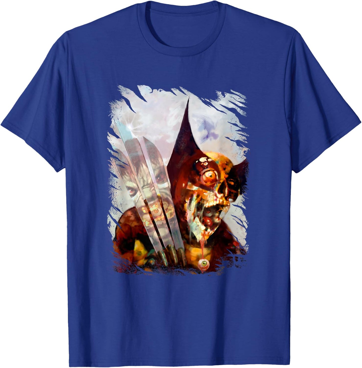 Marvel X-Men Zombie Wolverine VS The Hulk Distressed Shot T-Shirt - T-Shirt | Royal