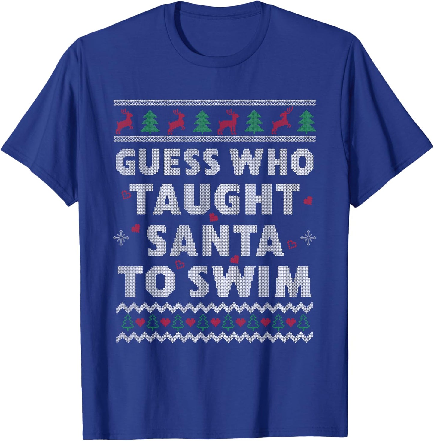 Swim Teacher Ugly Christmas Swim Coach Swim Teacher Christmas T-Shirt - T-Shirt | Royal