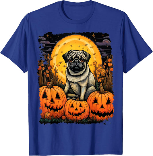 Dog Halloween Pug Men Women Kids T-Shirt - T-Shirt | Royal