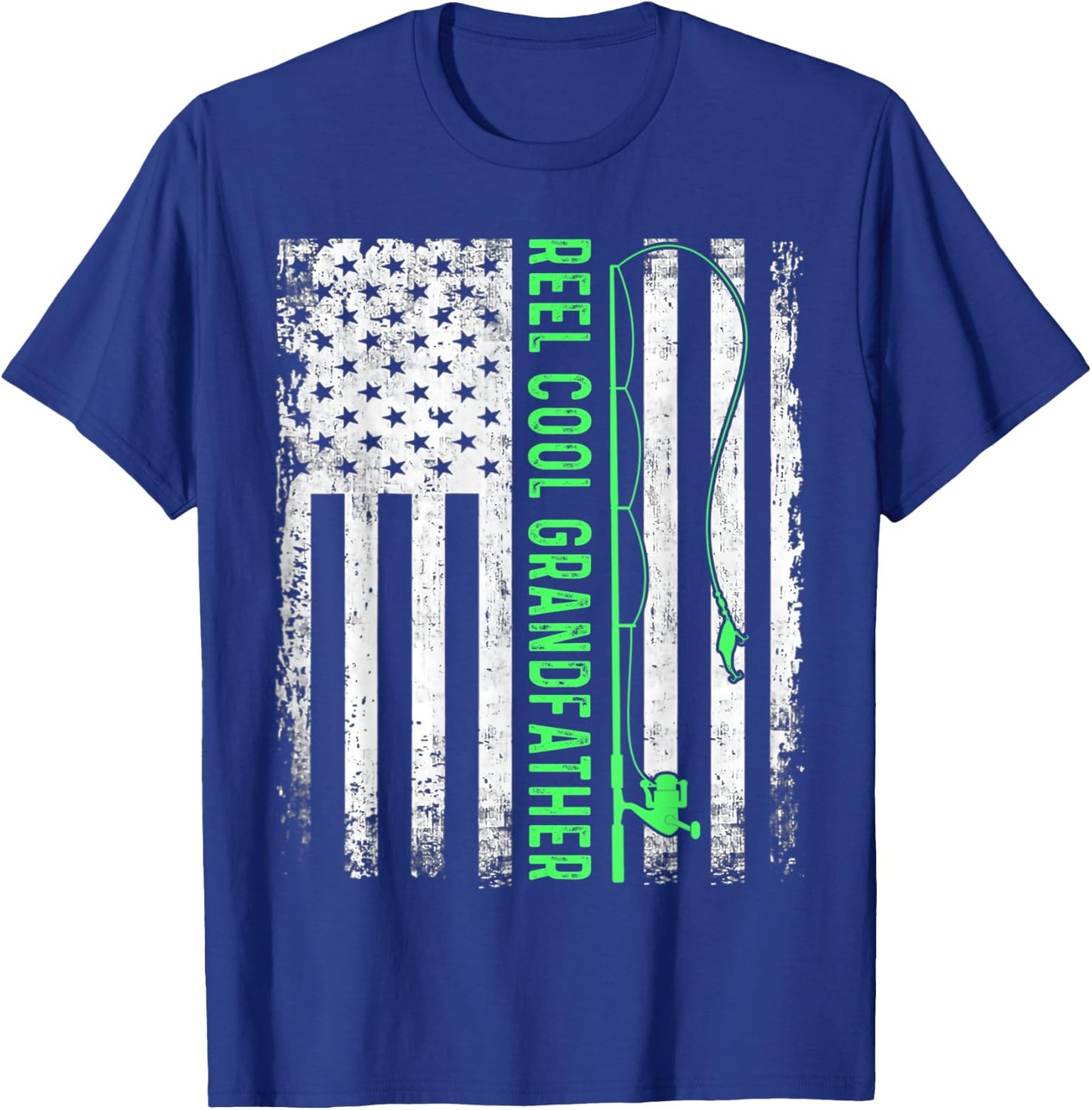 Reel Cool Grandfather American Flag Funny Grandfather T-Shirt - T-Shirt | Royal