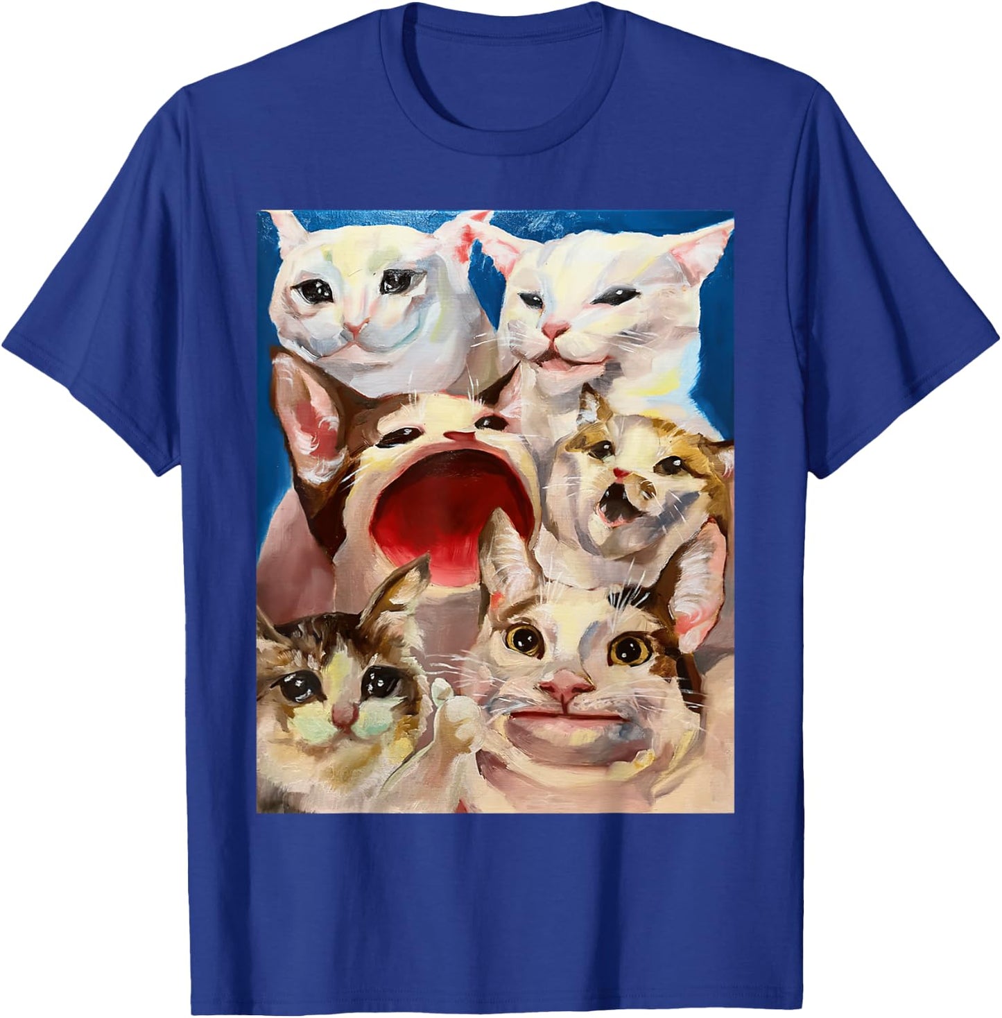 Funny Dinner Table Cat Crying Cat Pop Cat Polite Cat Meme Women Girls Kids T-Shirt - T-Shirt | Royal